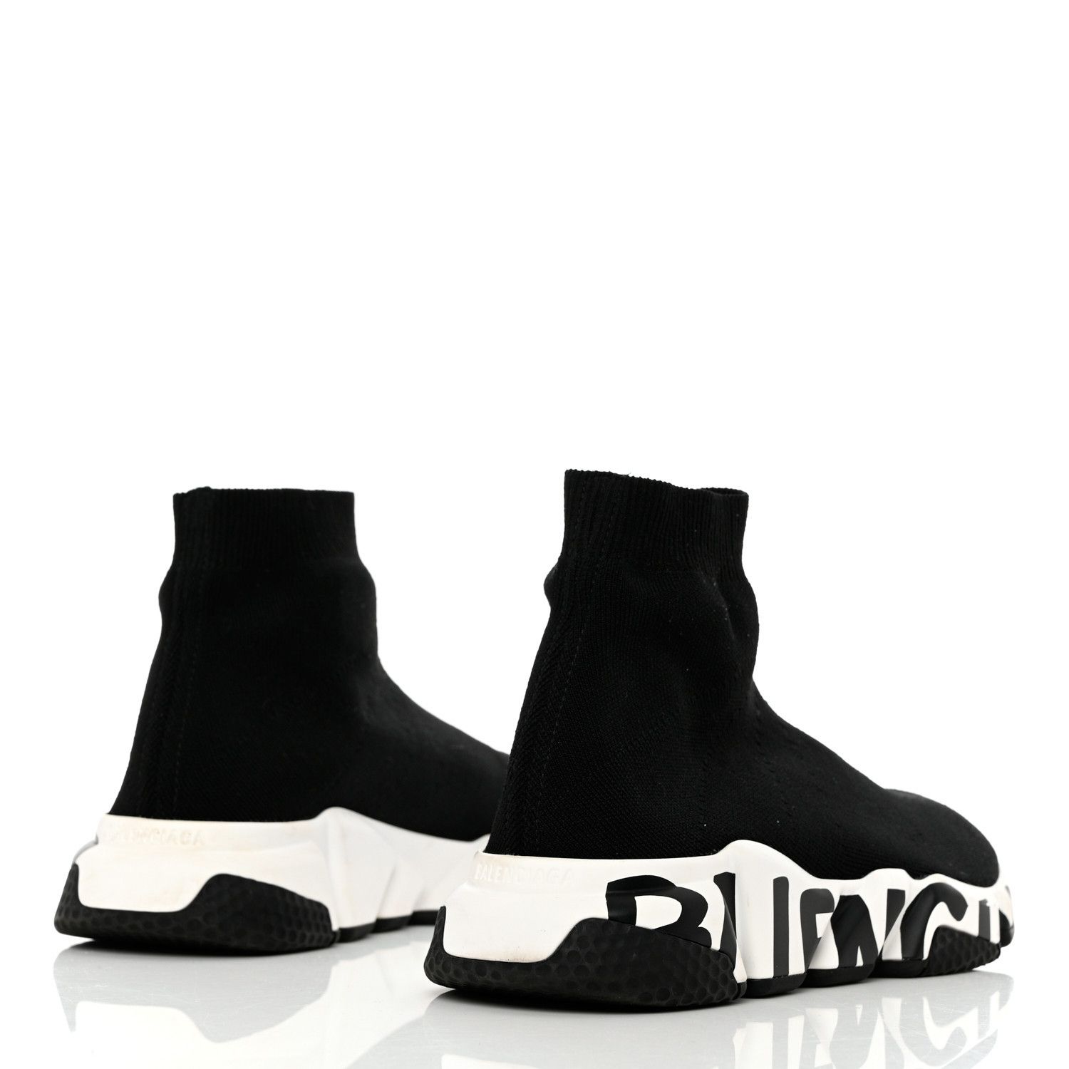 Balenciaga o1s1wg110724 Knit Speed Graffiti Sneakers in Black/White Size US 10 / EU 43 - 4 Thumbnail