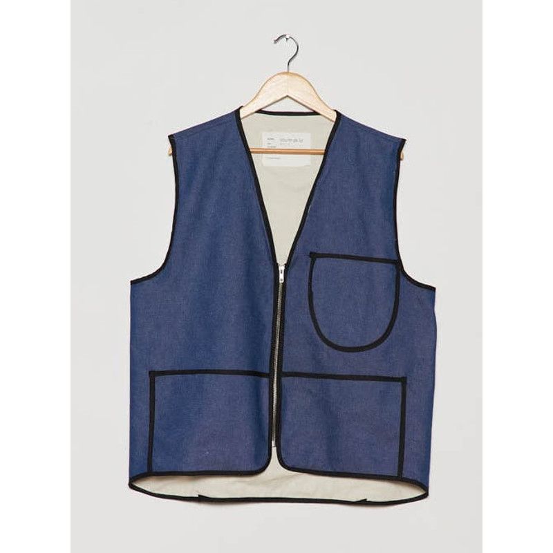 image of Camiel Fortgens Zip Vest Blue Cotton Denim - L NWT $440, Men's (Size Large)