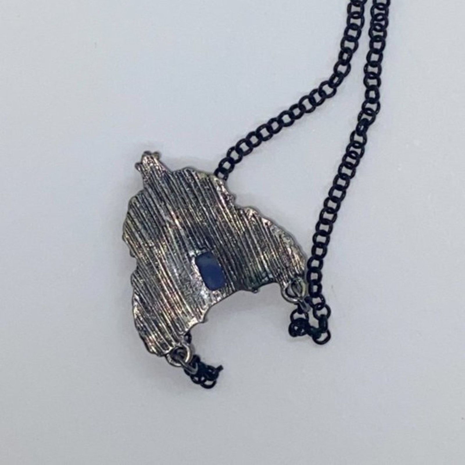 Handmade Black-Tone Blue Clear Rhinestone Necklace Size ONE SIZE - 5 Thumbnail