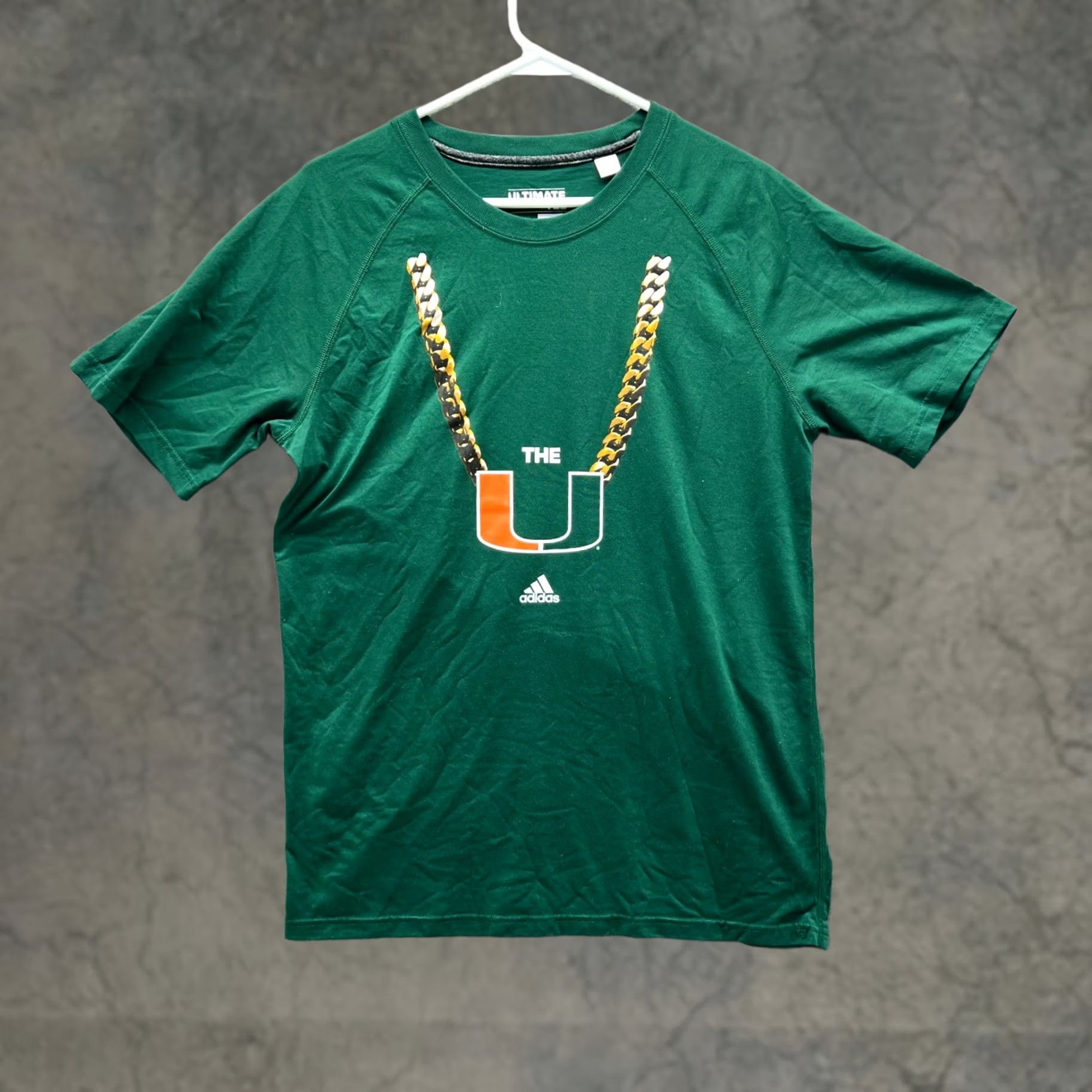 Adidas adidas Miami Hurricanes Shirt Mens Large Green Ultimate Tee Climalite Graphic Shirt Mens Large Green Adidas Logo Sports All Seasons Mens Size US L / EU 52-54 / 3 - 1 Thumbnail