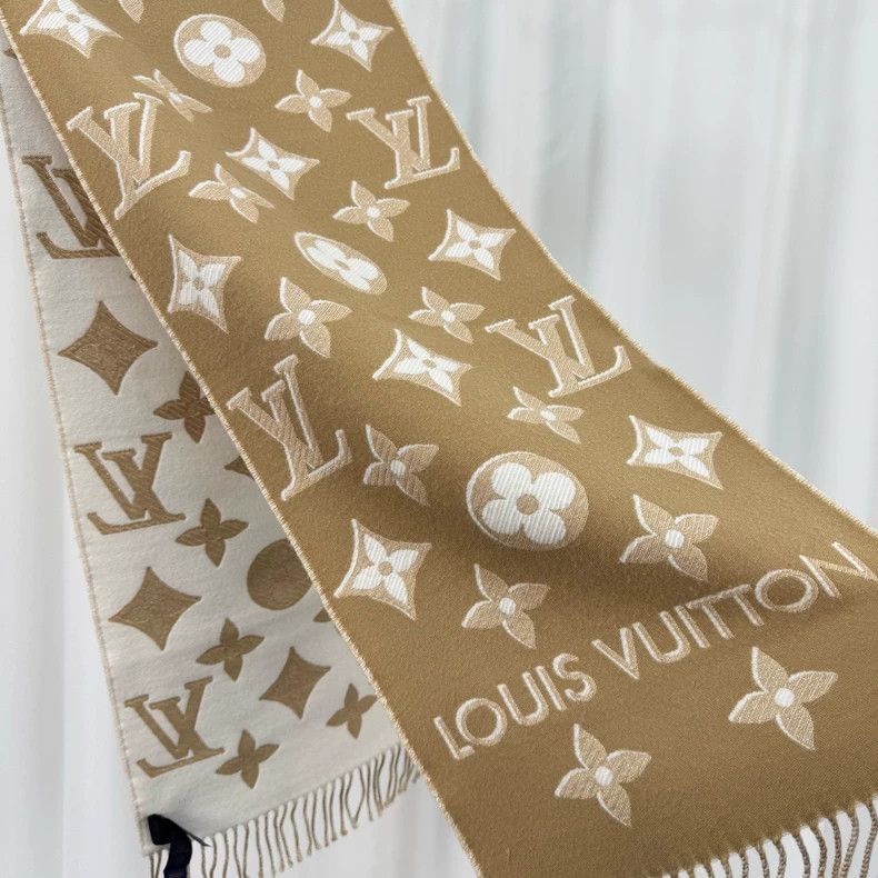 Louis Vuitton Louis Vuitton Gold thread embroidered cashmere scarf with Size ONE SIZE - 3 Thumbnail
