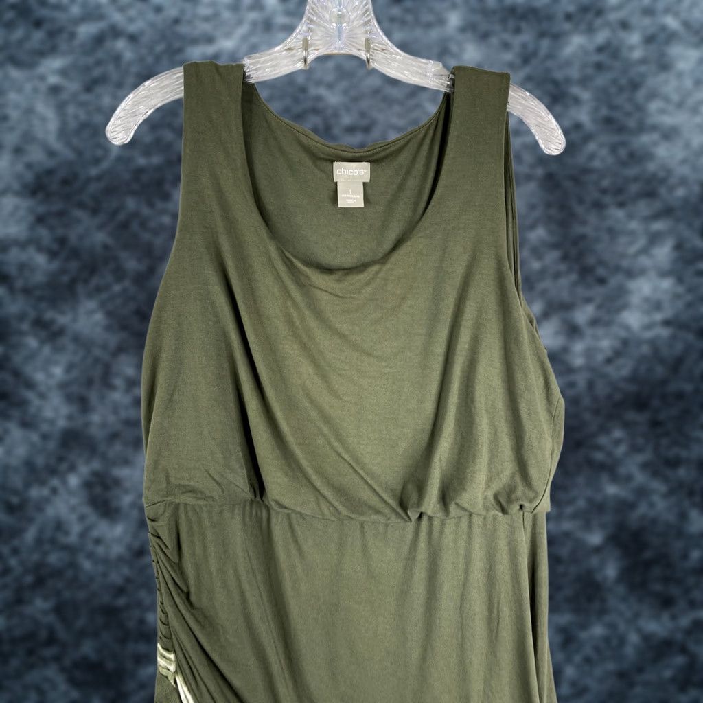 Vintage Chico's Maxi Dress Women XS-1 Regular Green Sleeveless Tie Dye Elastic Waist Vaca Resort Casual Travel Size M / US 6-8 / IT 42-44 - 1 Thumbnail