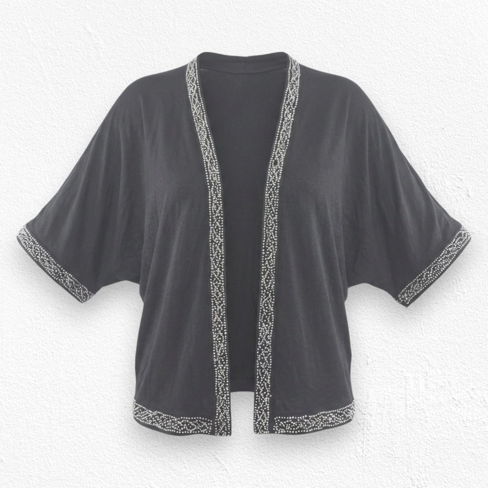 Anthropologie Anthropologie Black Kimono Cardigan Beaded Boho Size Small Size S / US 4 / IT 40 - 1 Thumbnail
