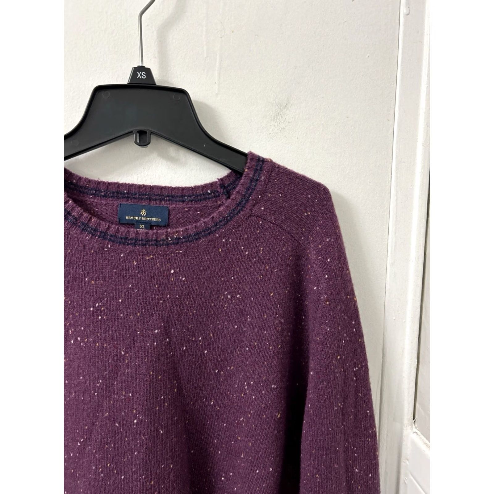 Brooks Brothers Brooks Brothers Sweater Crew Neck Pullover XL Mens Purple Lambswool Tweed Knit Long Sleeve Regular Fit L/S Knit Pullover Casual Business Vintage No Size US XL / EU 56 / 4 - 4 Thumbnail
