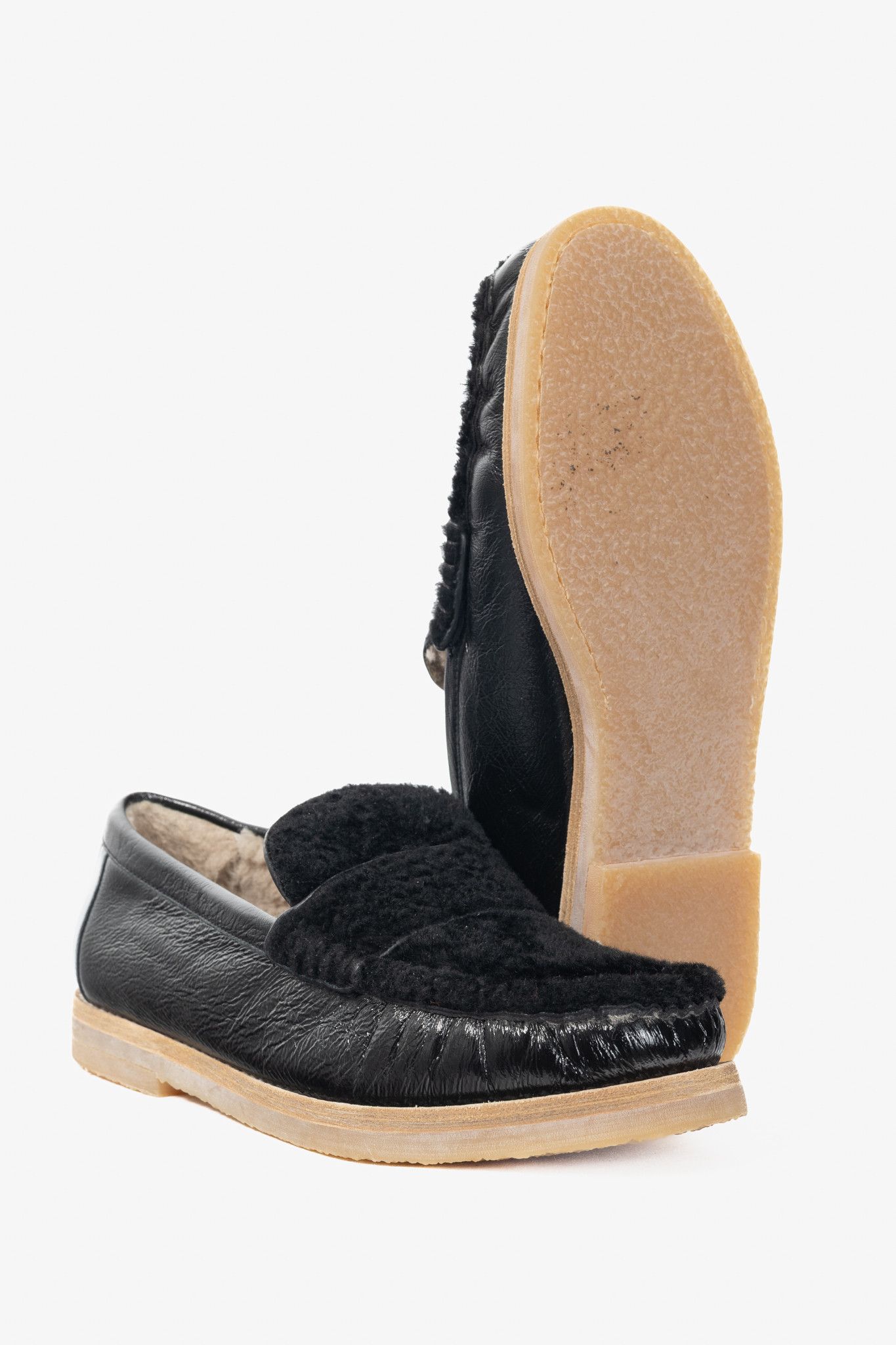 Stuart Weitzman Stuart Weitzman Bromley Black Sheepskin Loafers Size US 8.5 / IT 38.5 - 4 Thumbnail