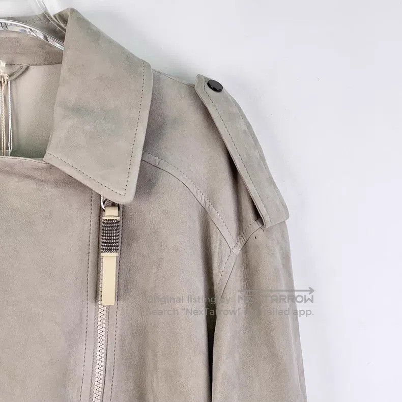 Brunello Cucinelli Brunello Cucinelli Gray leather collar zippered long-sleev Size XS / US 0-2 / IT 36-38 - 3 Thumbnail