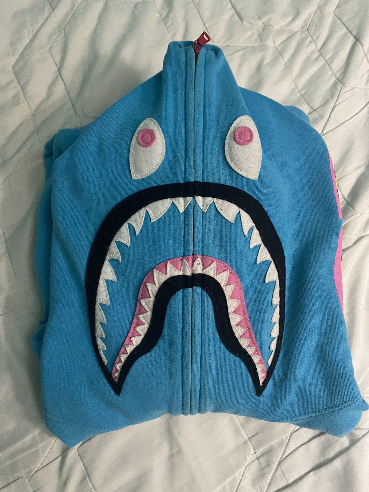 image of Bape Neon Shark Full Zip Hoodie in Sax, Men's (Size XL)