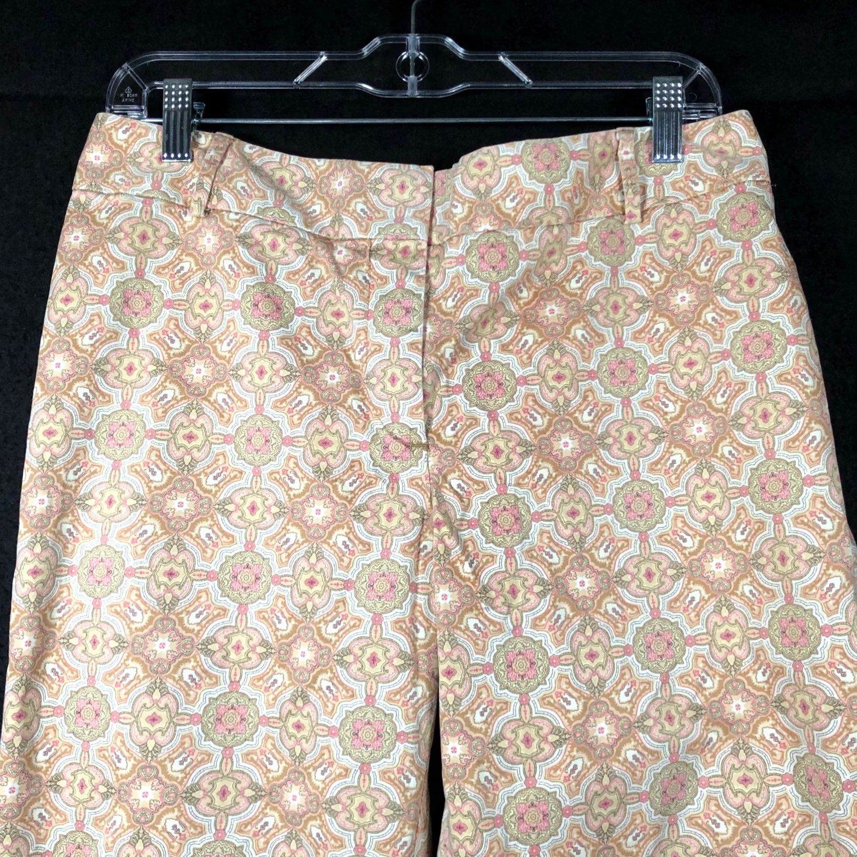 Talbots Talbots Womens Pants Tan Pink Paisley High Rise Chino Cropped Stretch 8 Size 30" / US 8 / IT 44 - 2 Thumbnail