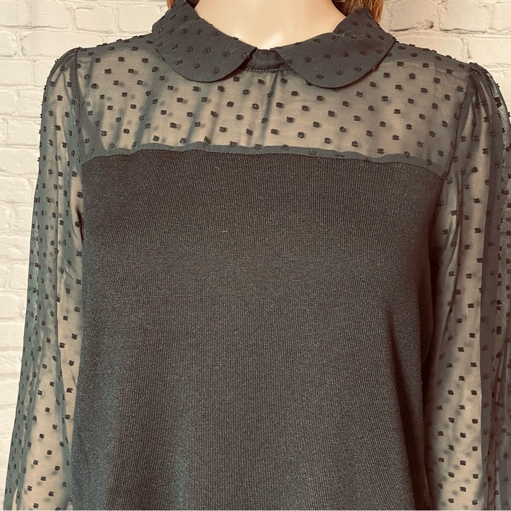 Adrianna Papell NWT New $89 Adrianna Papell Peter Pan Mesh Long Sleeve Blou Size S / US 4 / IT 40 - 3 Thumbnail