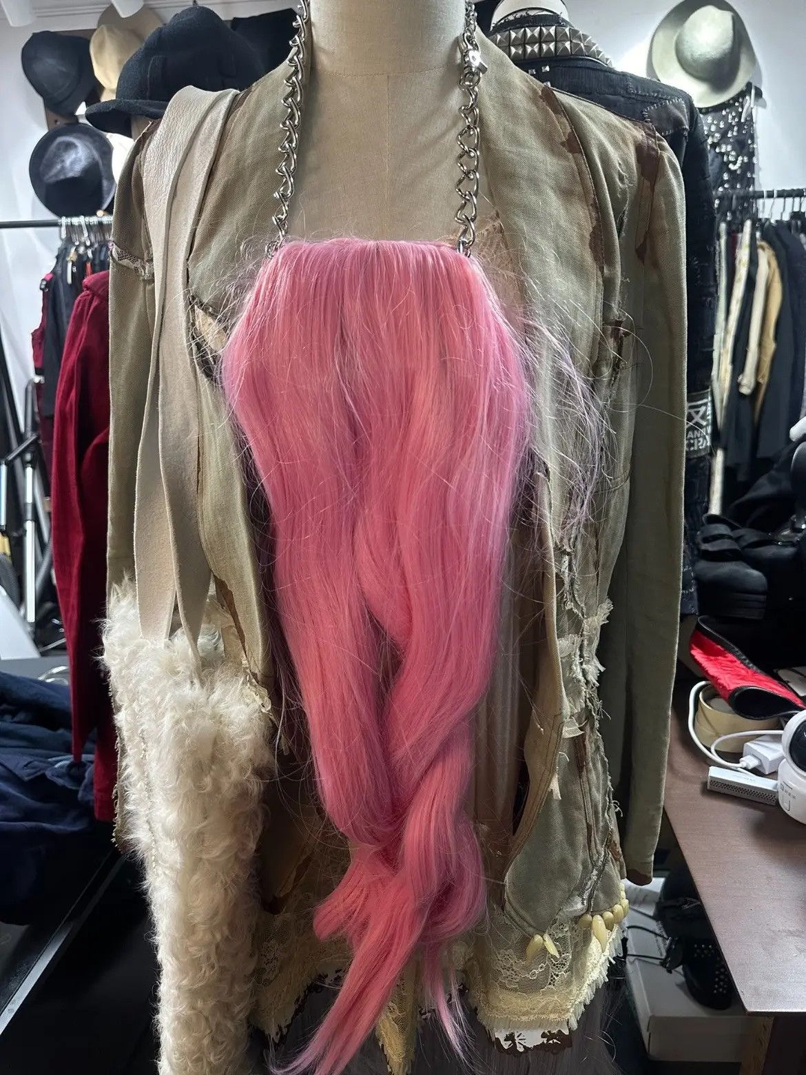 Comme des Garcons Comme des Garcons pink wig chain | Grailed