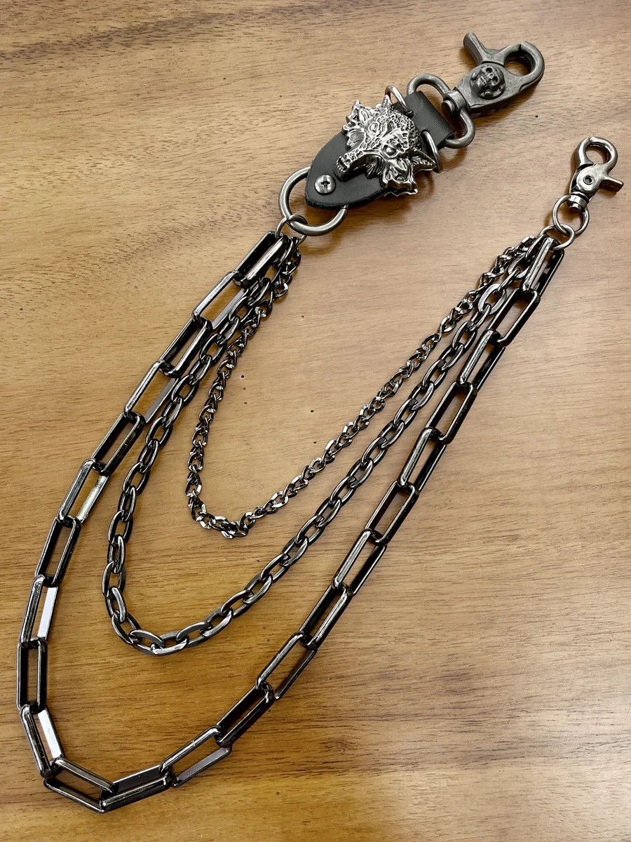 Jewelry Metal Punk Rock Layered Chain Wolf Head Waist Pant Keychains Size ONE SIZE - 5 Thumbnail