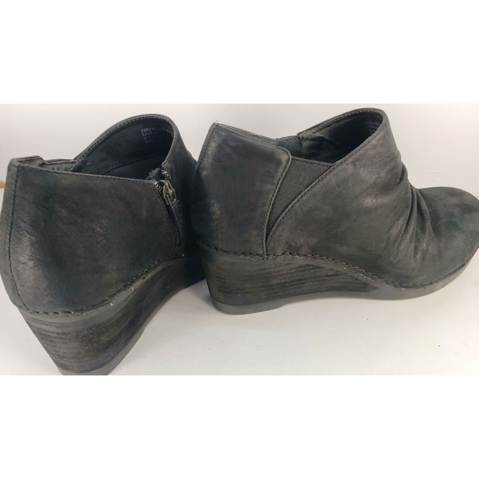 Dansko VINTAGE Dansko Sheena Nubuck Wedge Bootie Side Ankle Zip Women's Size 9M 40EU Black Size US 9 / IT 39 - 4 Thumbnail