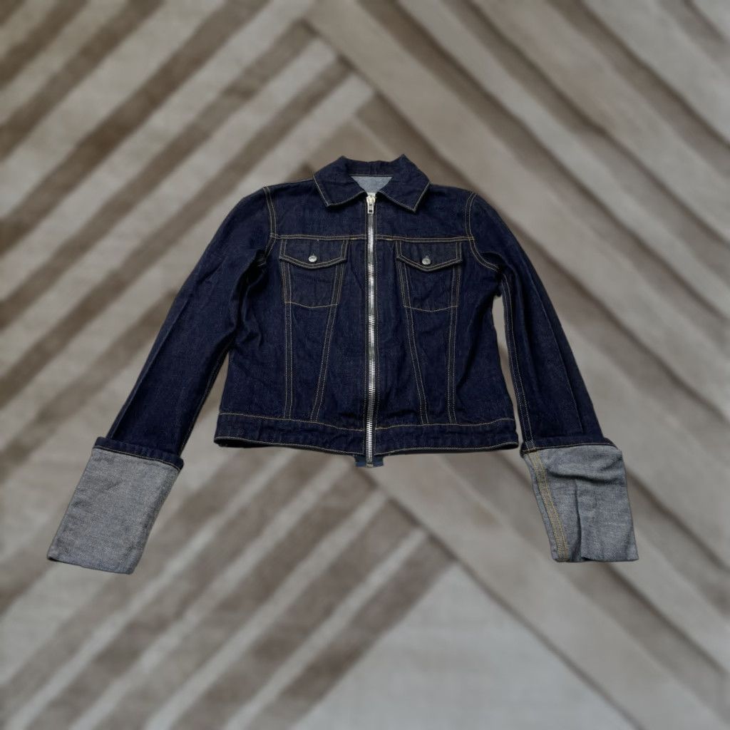 Helmut Lang Helmut Lang Jacket Mens XS Denim Motorcycle Zip Short Slim Silver Size US 27 - 1 Thumbnail