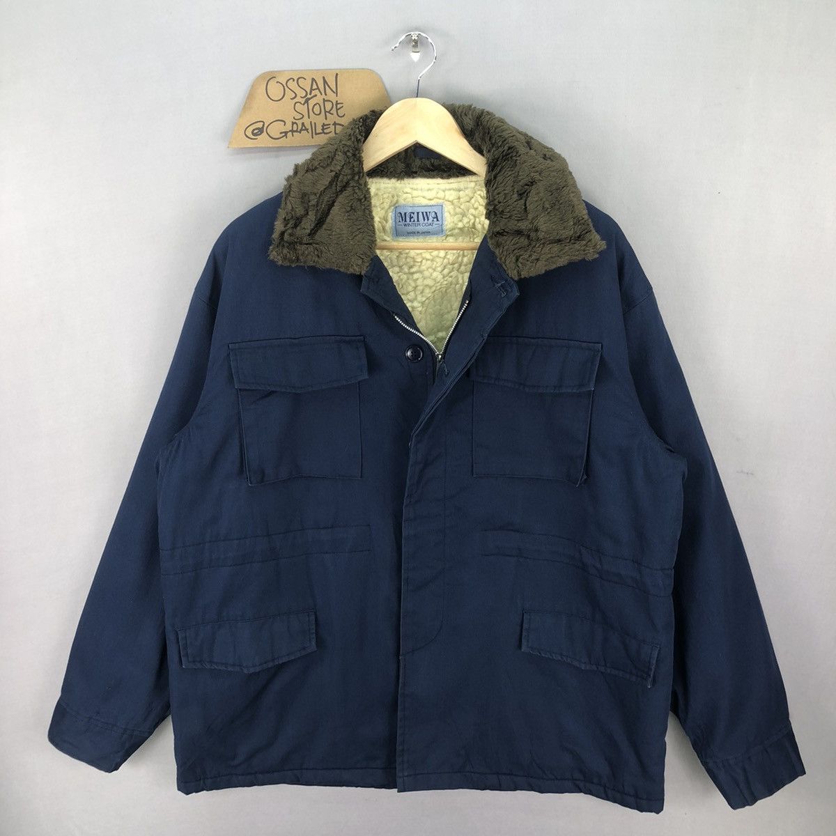 Japanese Brand Vintage Meiwa Winter Coat Workwear Jacket Size US L / EU 52-54 / 3 - 1 Thumbnail