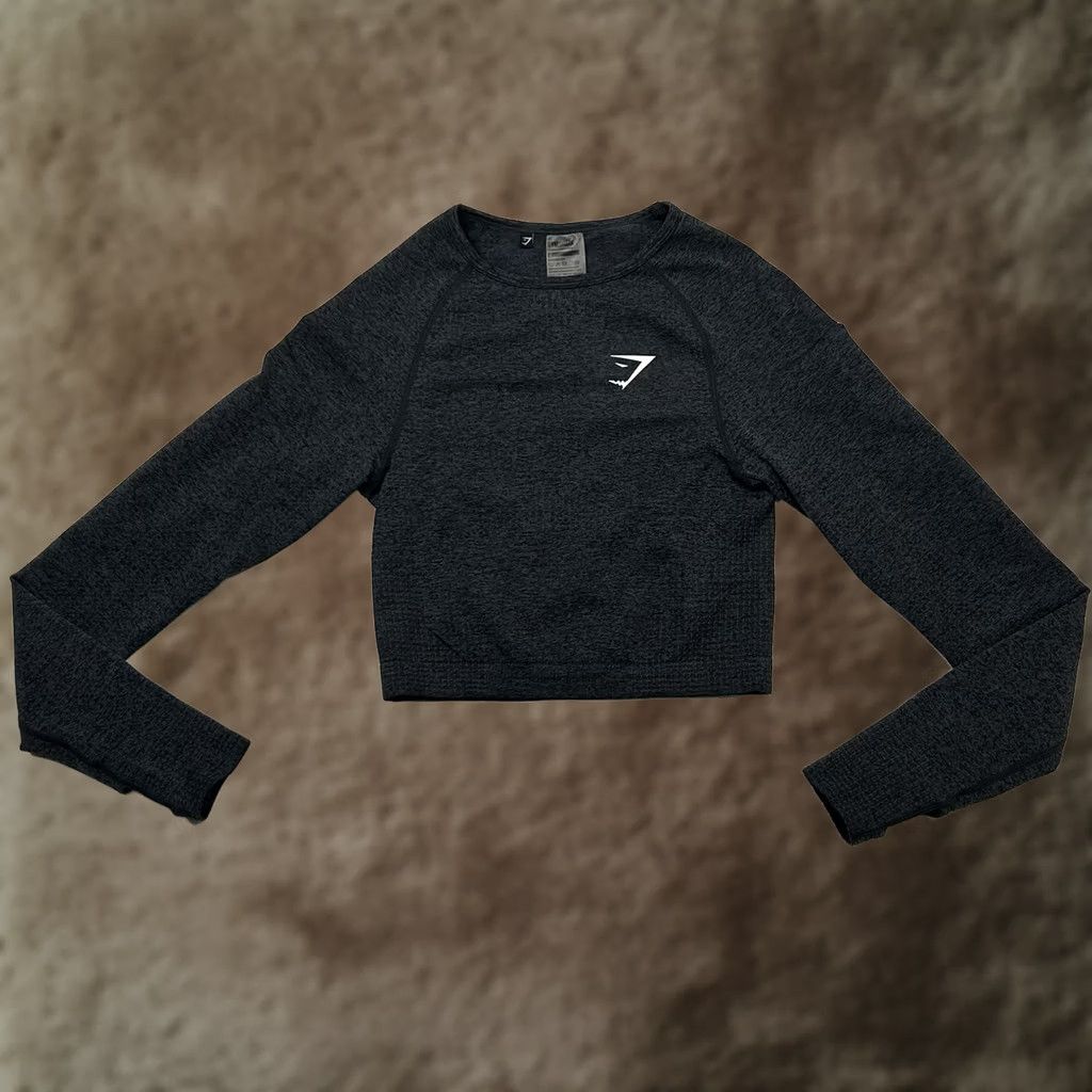 Gymshark Gymshark Adapt Seamless Cropped Top Womens Size S Charcoal Black Shirt Womens XS XS Size S / US 4 / IT 40 - 1 Thumbnail