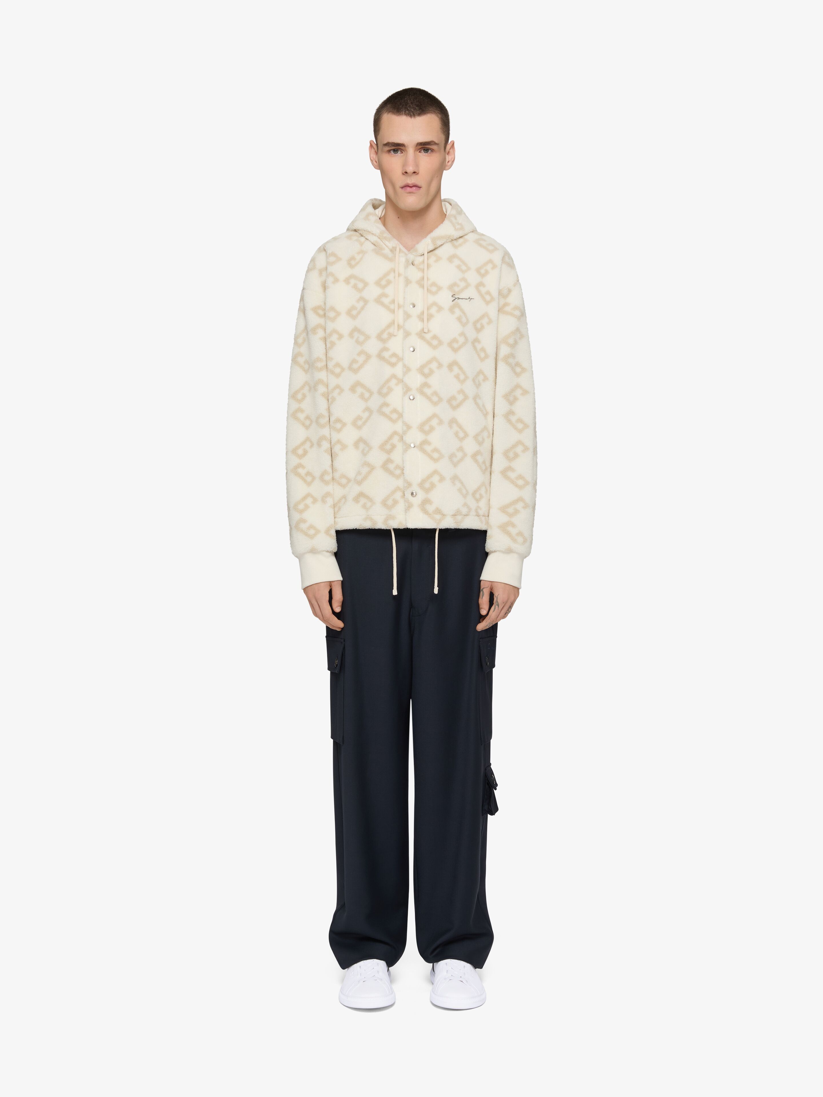 Givenchy o1w1db10326 Fleece Snaps Buttons Hoodie in Natural Size US M / EU 48-50 / 2 - 2 Thumbnail