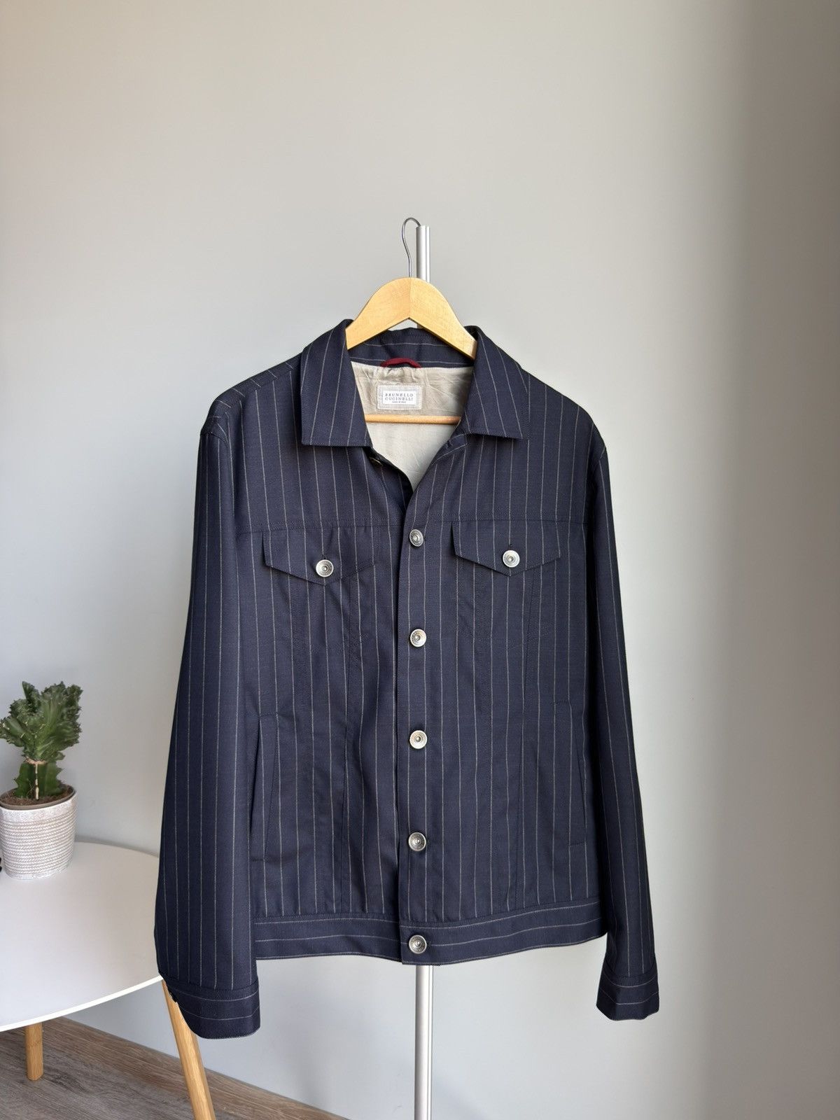 Brunello Cucinelli Brunello Cucinelli Virgin Wool Pinstripe Jacket Size 52 IT Size US L / EU 52-54 / 3 - 9 Thumbnail