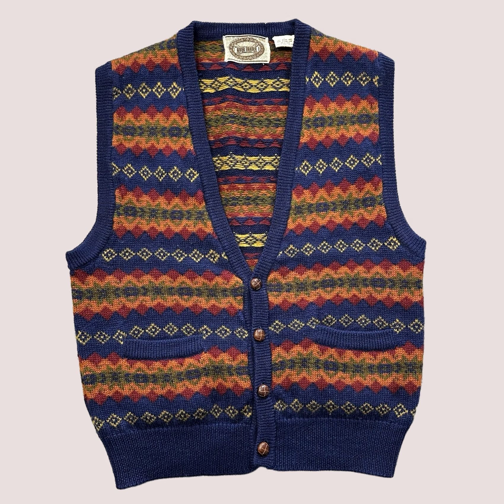 Vintage VINTAGE River Trader Merino Wool Sweater Vest Womens L Southwest Aztec Button Up Vest Size L / US 10 / IT 46 - 1 Thumbnail