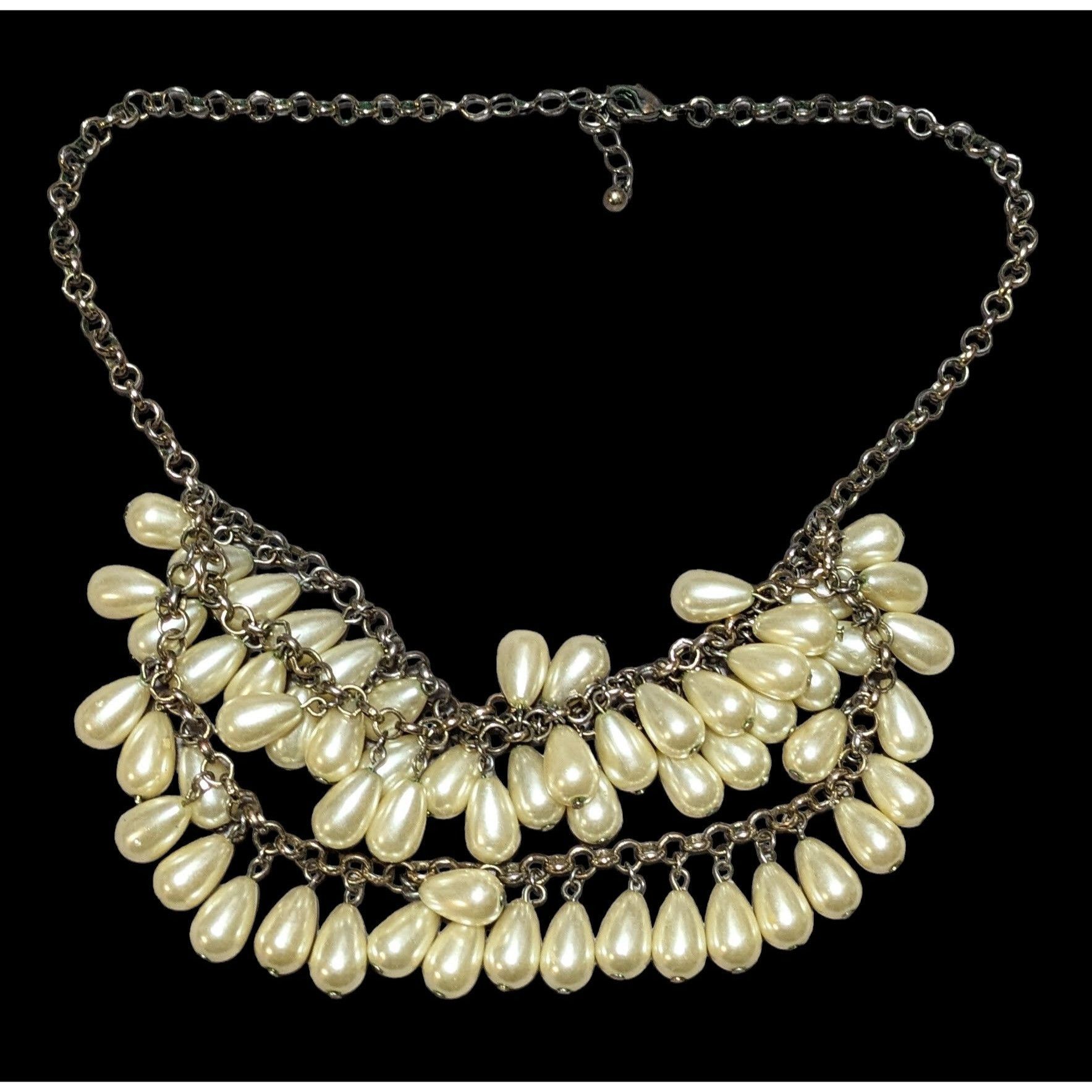 Other Teardrop Pearl Triple Layer Fringe Necklace Size ONE SIZE - 1 Thumbnail