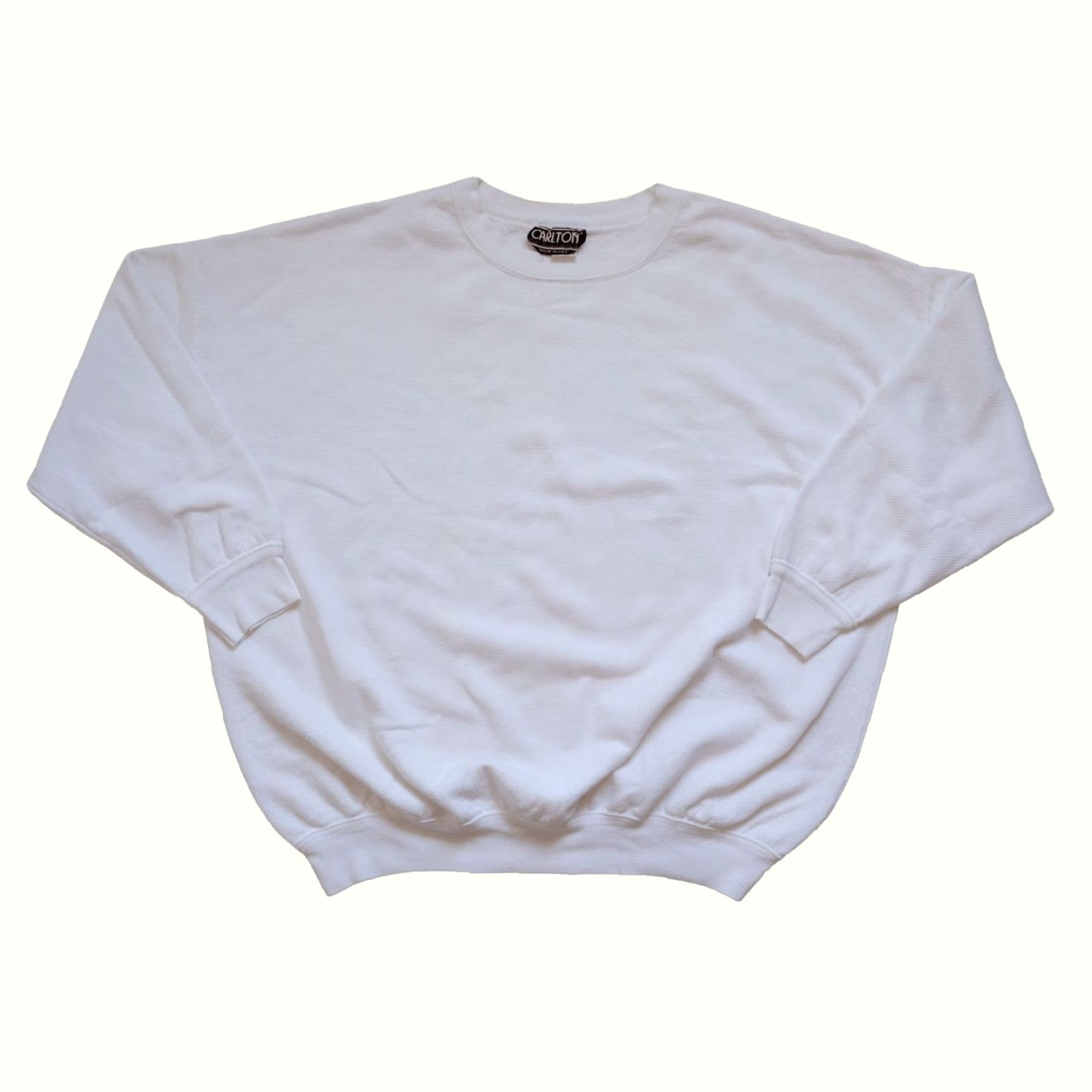 Vintage VINTAGE Carlton USA MADE 90s WAFFLE KNIT WHITE CREWNECK COTTON KNIT SWEATSHIRT SZ XL Mens Size US XL / EU 56 / 4 - 3 Thumbnail