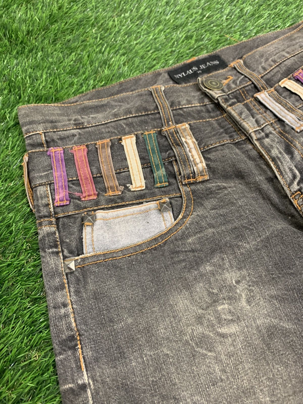 Vintage NYLAUS Double Waist Clawmark Distressed Faded Jean Size US 30 / EU 46 - 5 Thumbnail