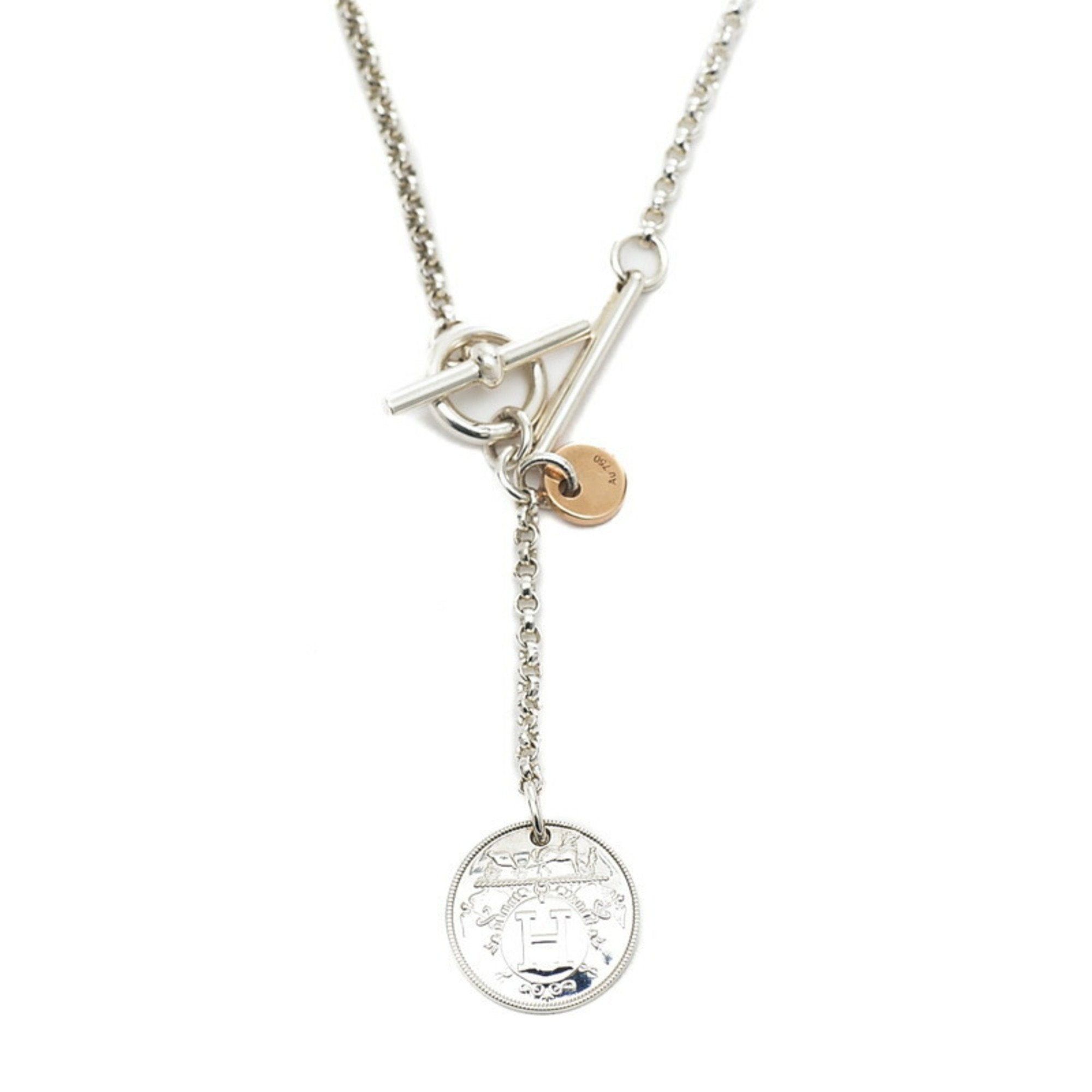 image of Hermes Exlibris Pm Necklace Charm Sv925 K18Rg in Gold, Women's