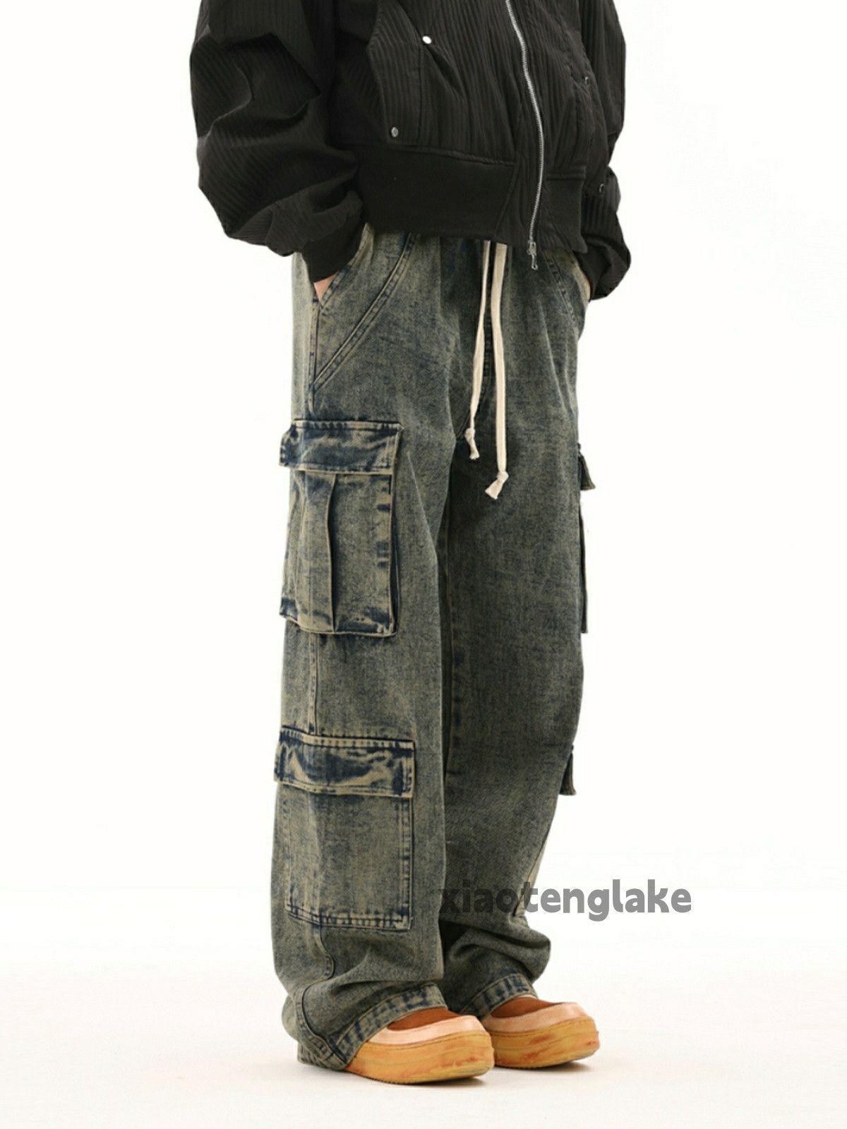 Distressed Denim × Jean × Vintage washed faded loose cargo