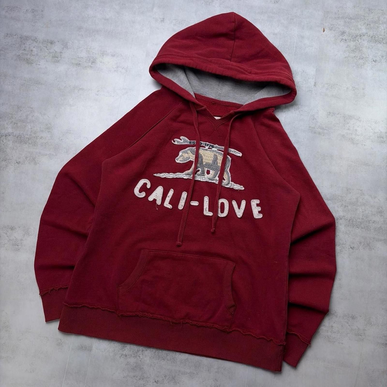 Other Y2K Burgundy Reflex Grunge Skater Cali Thermal Hoodie Size L / US 10 / IT 46 - 2 Thumbnail
