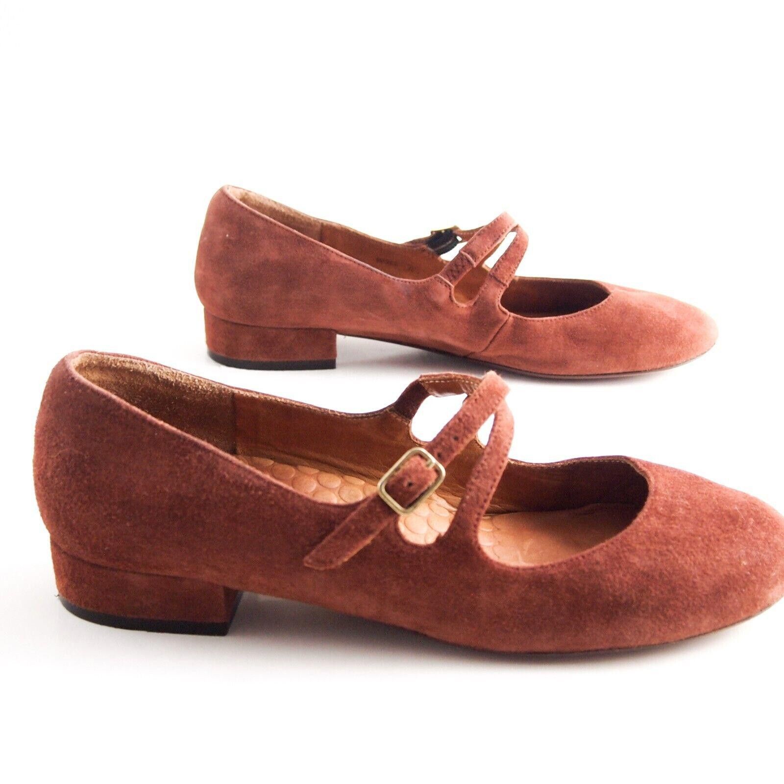 Designer Chie Mihara Mary Jane Flats Red Suede EU 38.5 US 8.5 Size US 8.5 / IT 38.5 - 5 Thumbnail