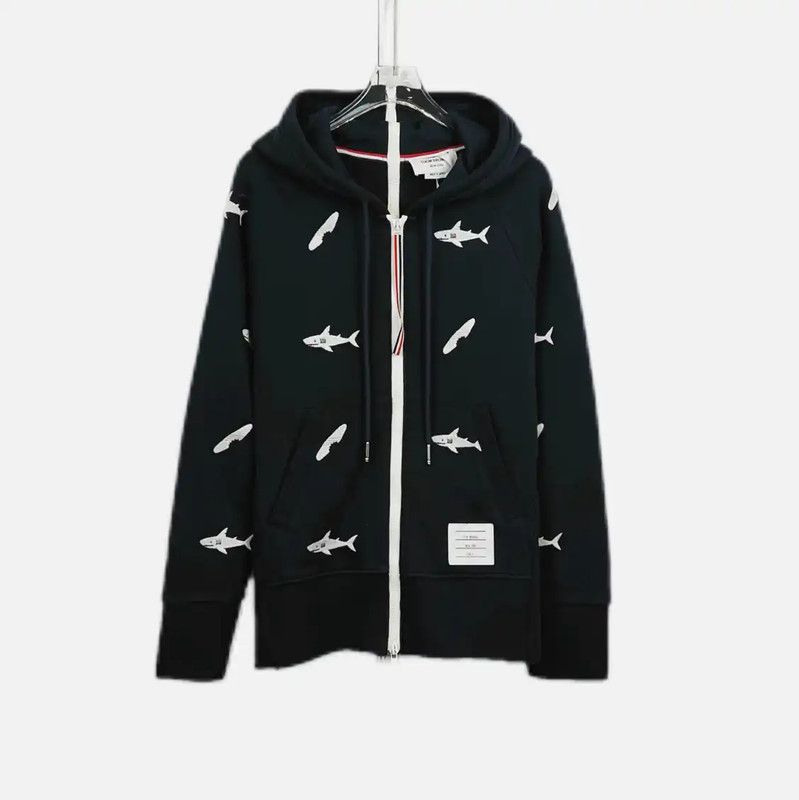 Thom Browne Thom Browne Black Cotton Long Sleeve Hoodie 0089 Size M / US 6-8 / IT 42-44 - 1 Thumbnail