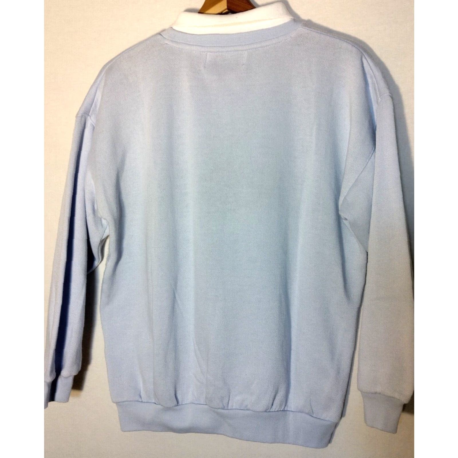 CO The Classics by Eileen & Co. Penguin Sweatshirt Shirt Blue S Womens Regular KnIT Front Collared Long Sleeve Vintage Subtle Bird Nature Ocean Wall Art Size S / US 4 / IT 40 - 2 Thumbnail
