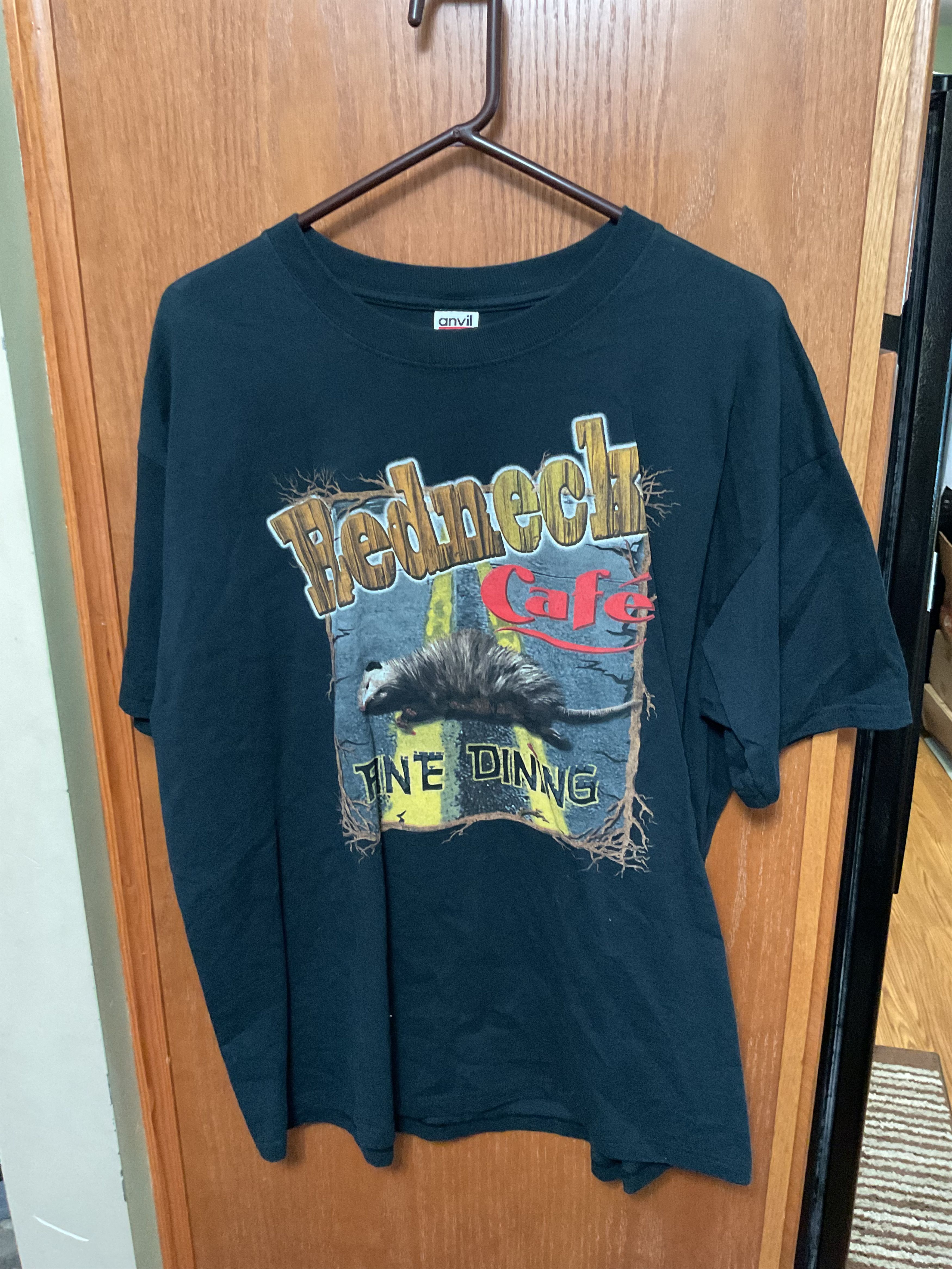 Anvil × Vintage Y2K Red Neck Cafe Tshirt Size US XL / EU 56 / 4 - 1 Thumbnail
