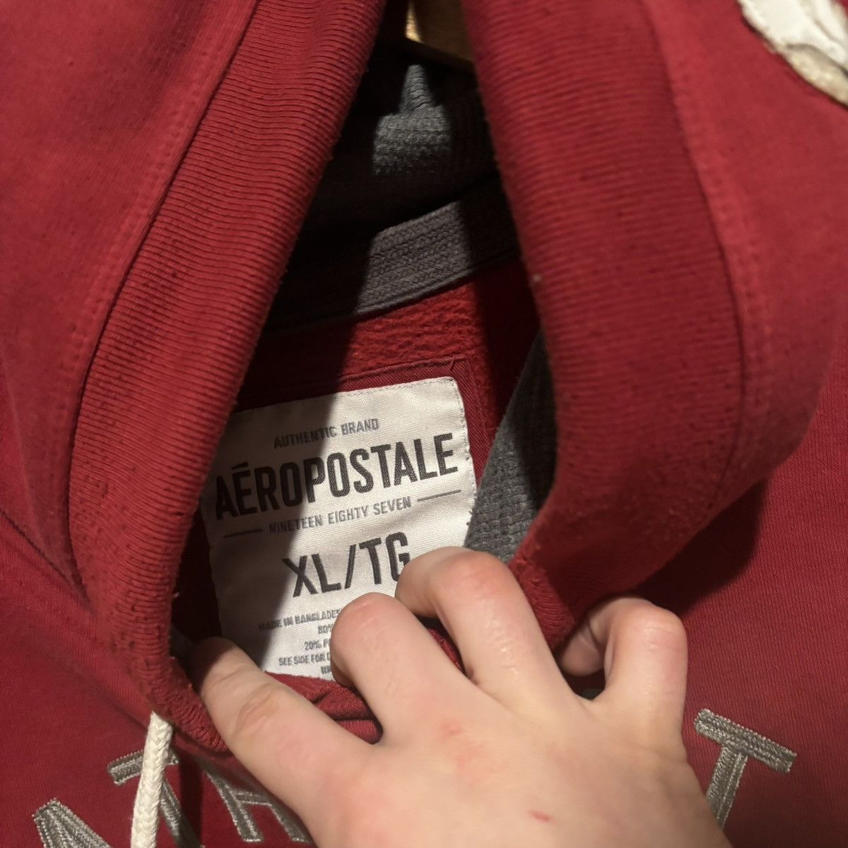 Aeropostale Aeropostle 87 Embroidered Faded Varsity Hoodie Size US XL / EU 56 / 4 - 3 Thumbnail