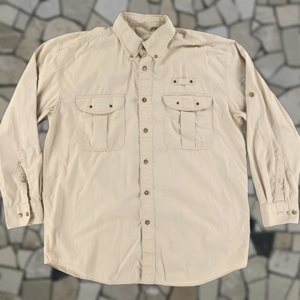 Orvis Orvis Fly Fishing Cotton Solid Long Sleeve Button Down Shirt Beige Men's L Size US L / EU 52-54 / 3 - 1 Thumbnail