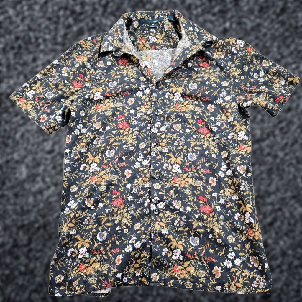 Perry Ellis Perry Ellis Shirt Mens Large Multicolor Floral Short Sleeve Button Down Slim Fit Size US L / EU 52-54 / 3 - 1 Thumbnail