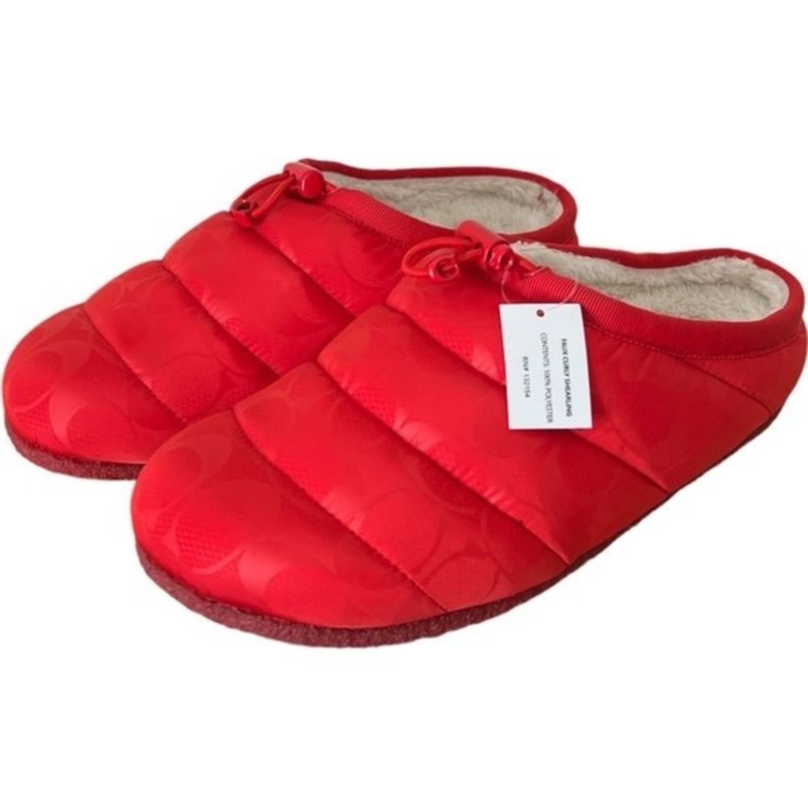 COACH Miami Red Rachelle Monogram Quilted Slippers, US6.5B