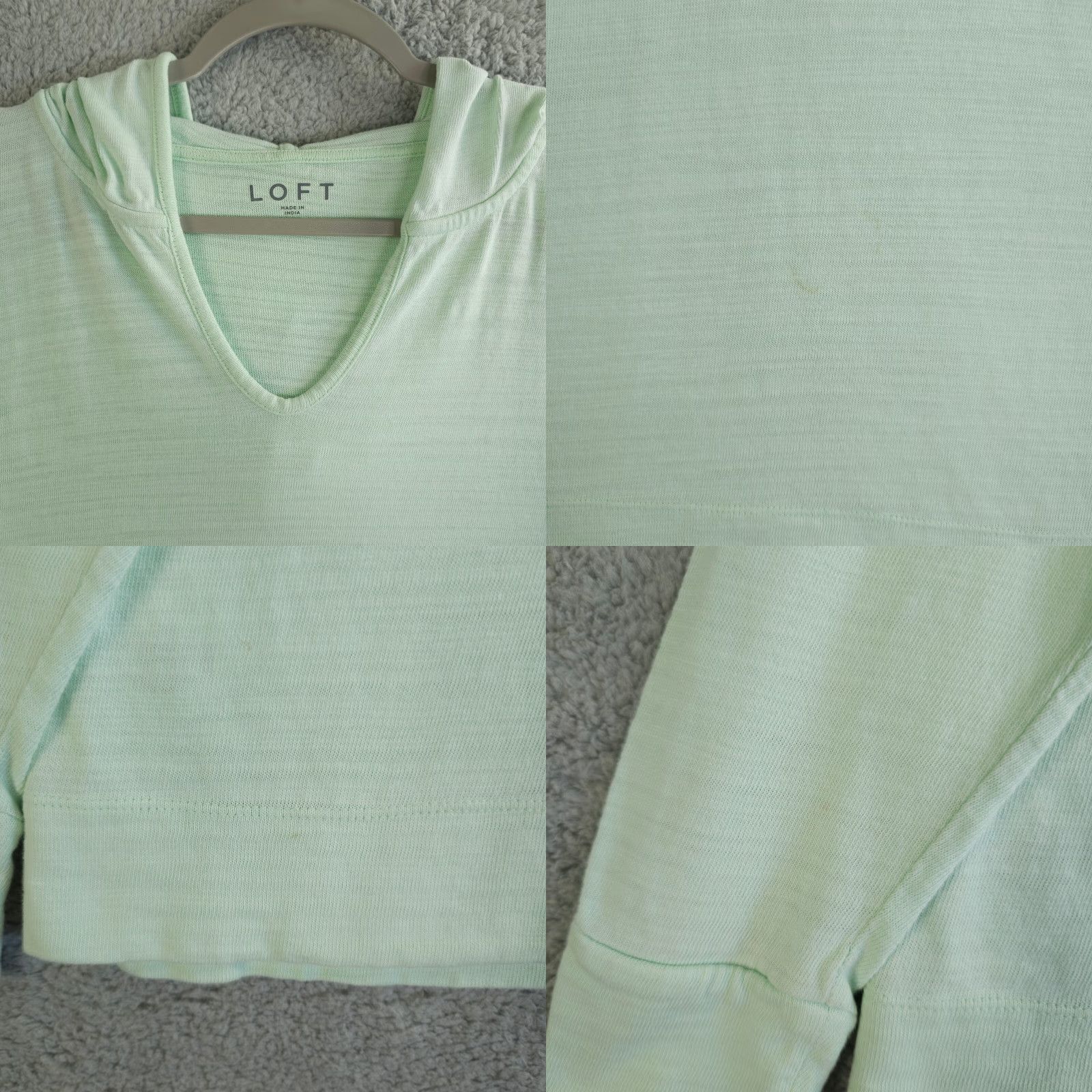 Loft LOFT Hoodie Womens Small Green V-Neck Lightweight Hooded Top Pullover Casual Size S / US 4 / IT 40 - 8 Thumbnail