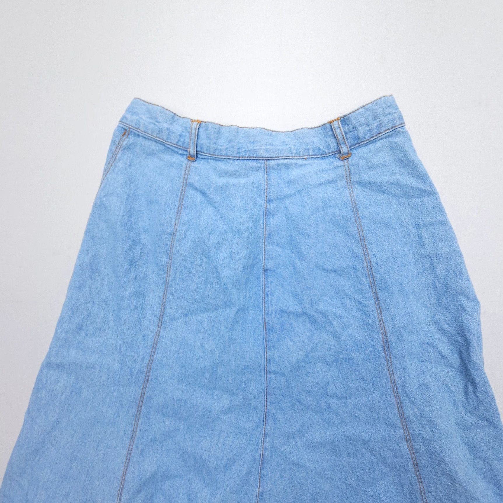 Vintage VINTAGE Panhandle Slim Denim Skirt Adult Size 7 Blue Lace A-Line 90s Southwestern Boho Womens Size 28" / US 6 / IT 42 - 6 Thumbnail