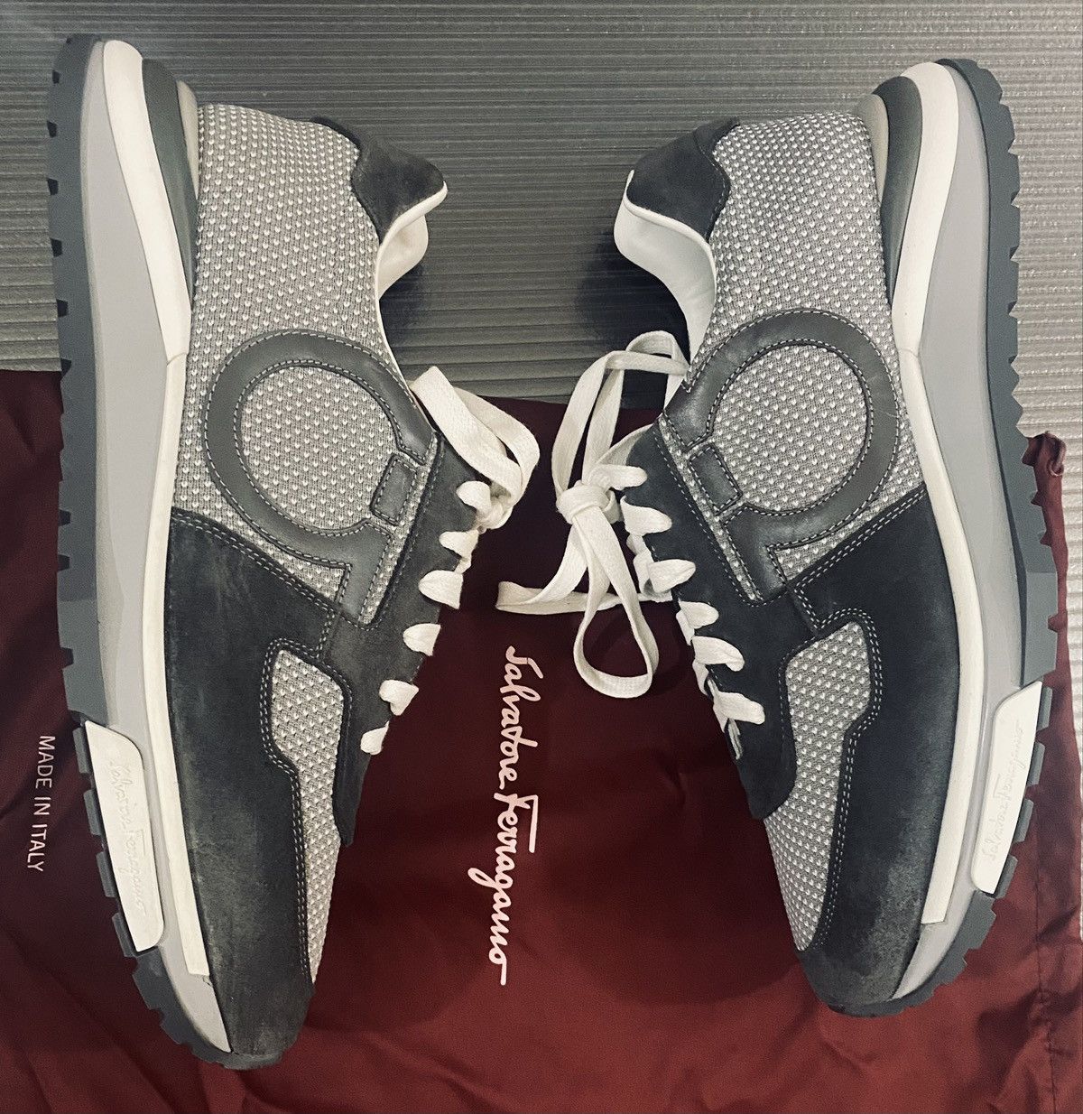 Salvatore Ferragamo Ferragamo 🇮🇹 Brooklyn greys gancini techno sneakers 9 NEW Size US 9 / EU 42 - 4 Thumbnail