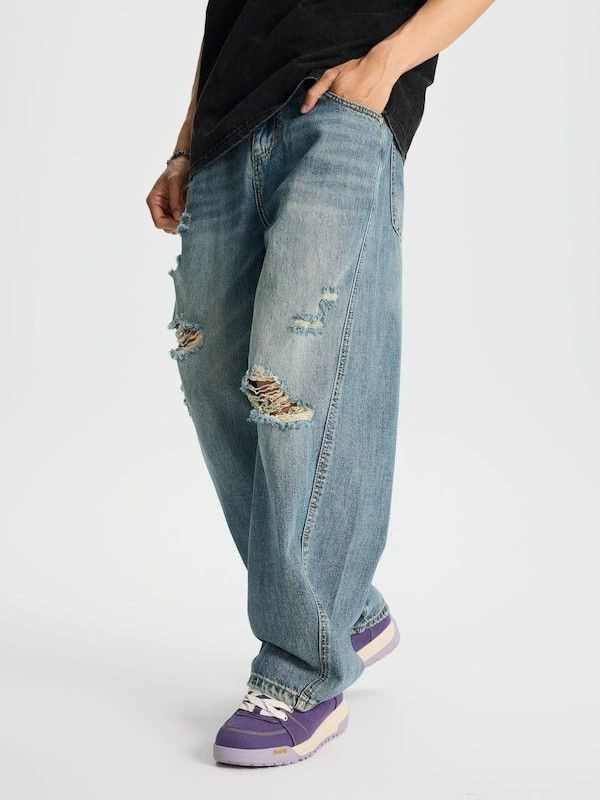 Japanese Brand × Jean American street men's all-match distressed straight jeans Size US 32 / EU 48 - 2 Thumbnail