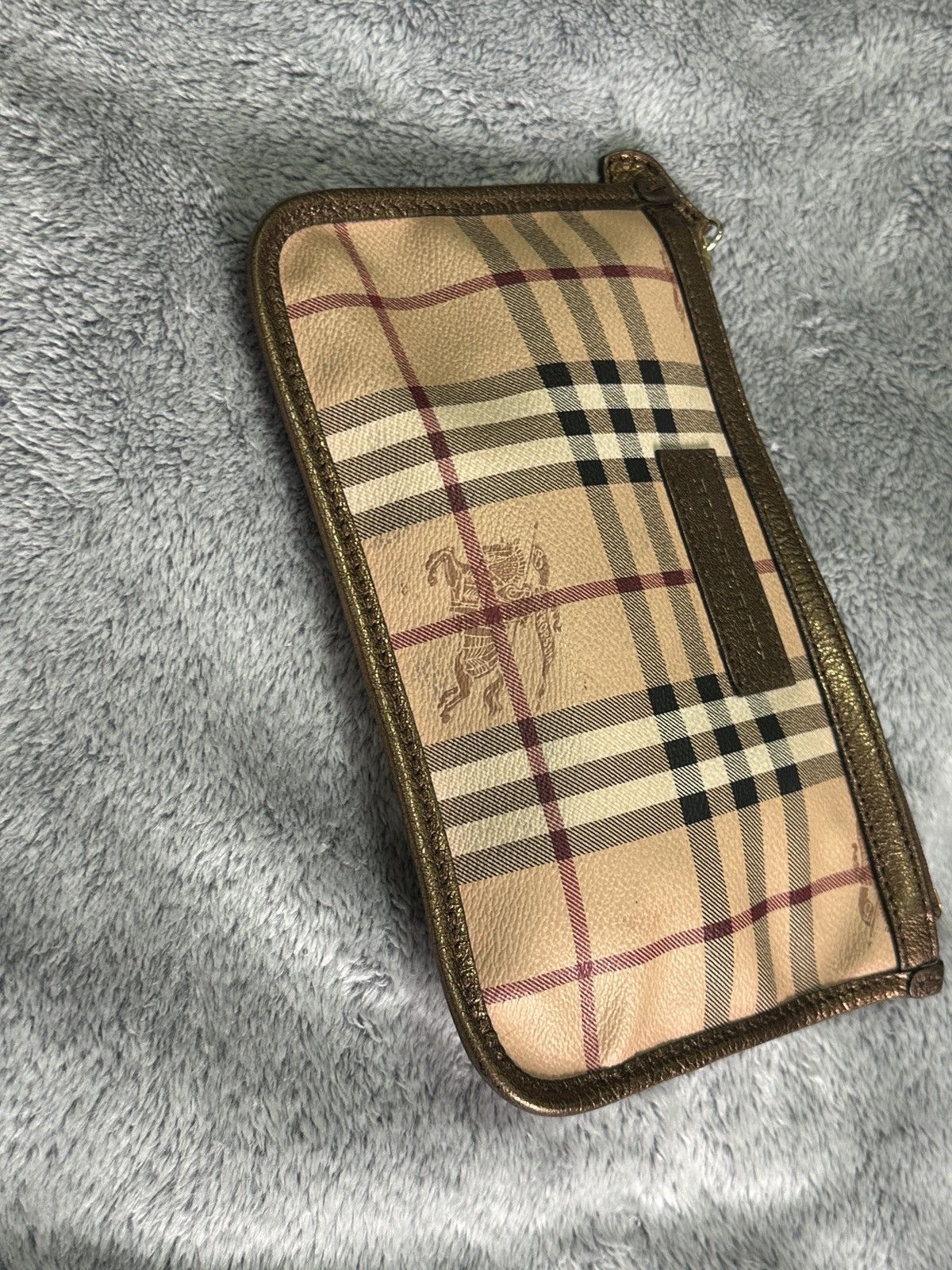 Burberry Burberry Nova Check Canvas Leather Clutch Bag Bronze Trim Size ONE SIZE - 7 Thumbnail