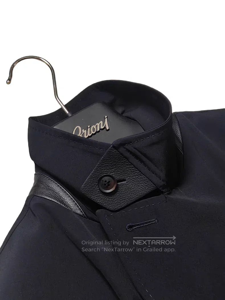 Brioni Brioni Wool and silk leather-trimmed thin short coat Size US L / EU 52-54 / 3 - 6 Thumbnail