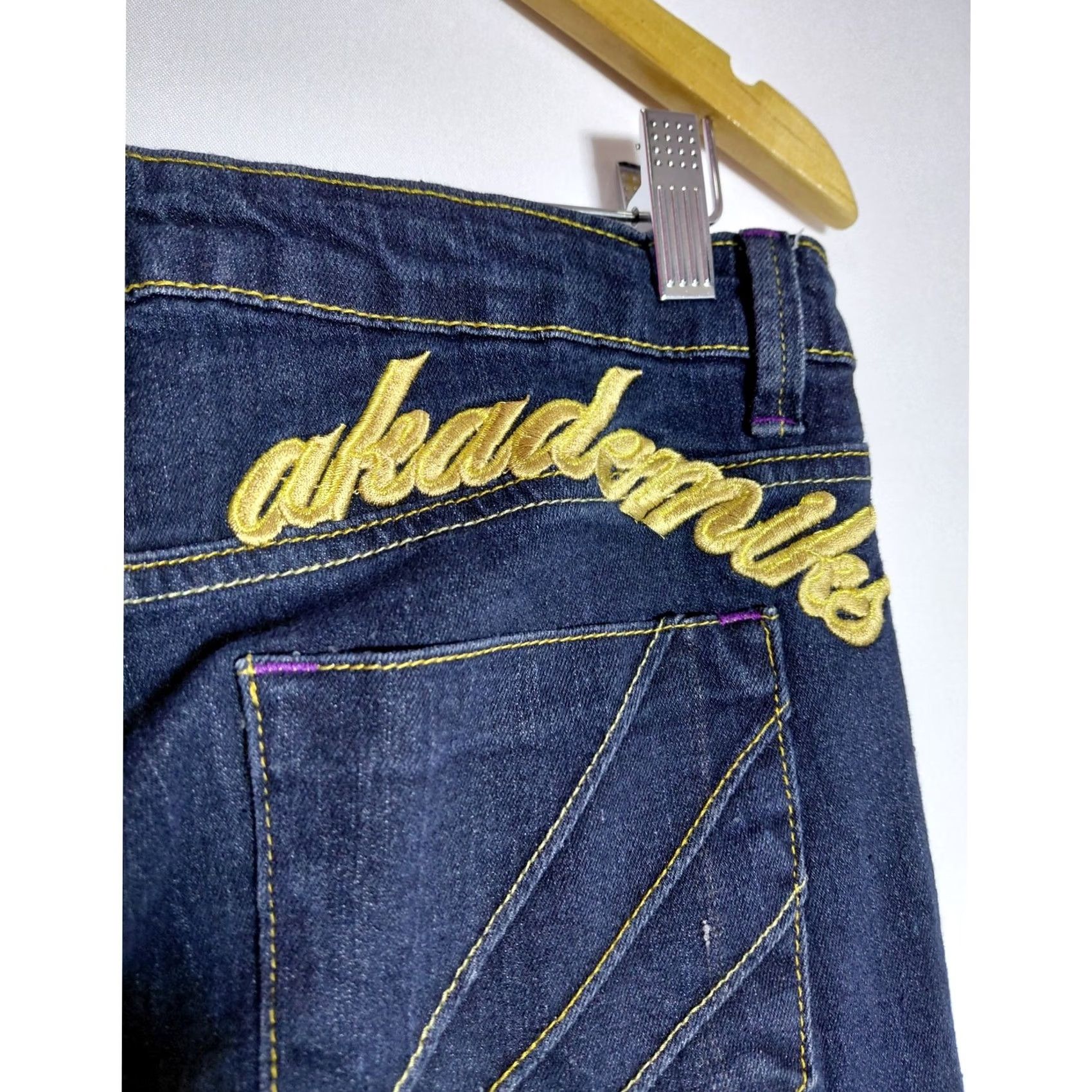 Denime AKDMKS Denim Jeans Blue Solid Regular Women Size 9 Skinny Stretch Embroidered Button Size 30" / US 8 / IT 44 - 4 Thumbnail