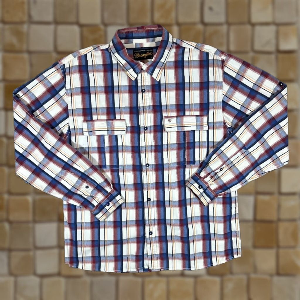 Wrangler WRANGLER Classic Multi Plaid Check Long Sleeve Cotton Shirt Large Mens Shirt Size US L / EU 52-54 / 3 - 1 Thumbnail