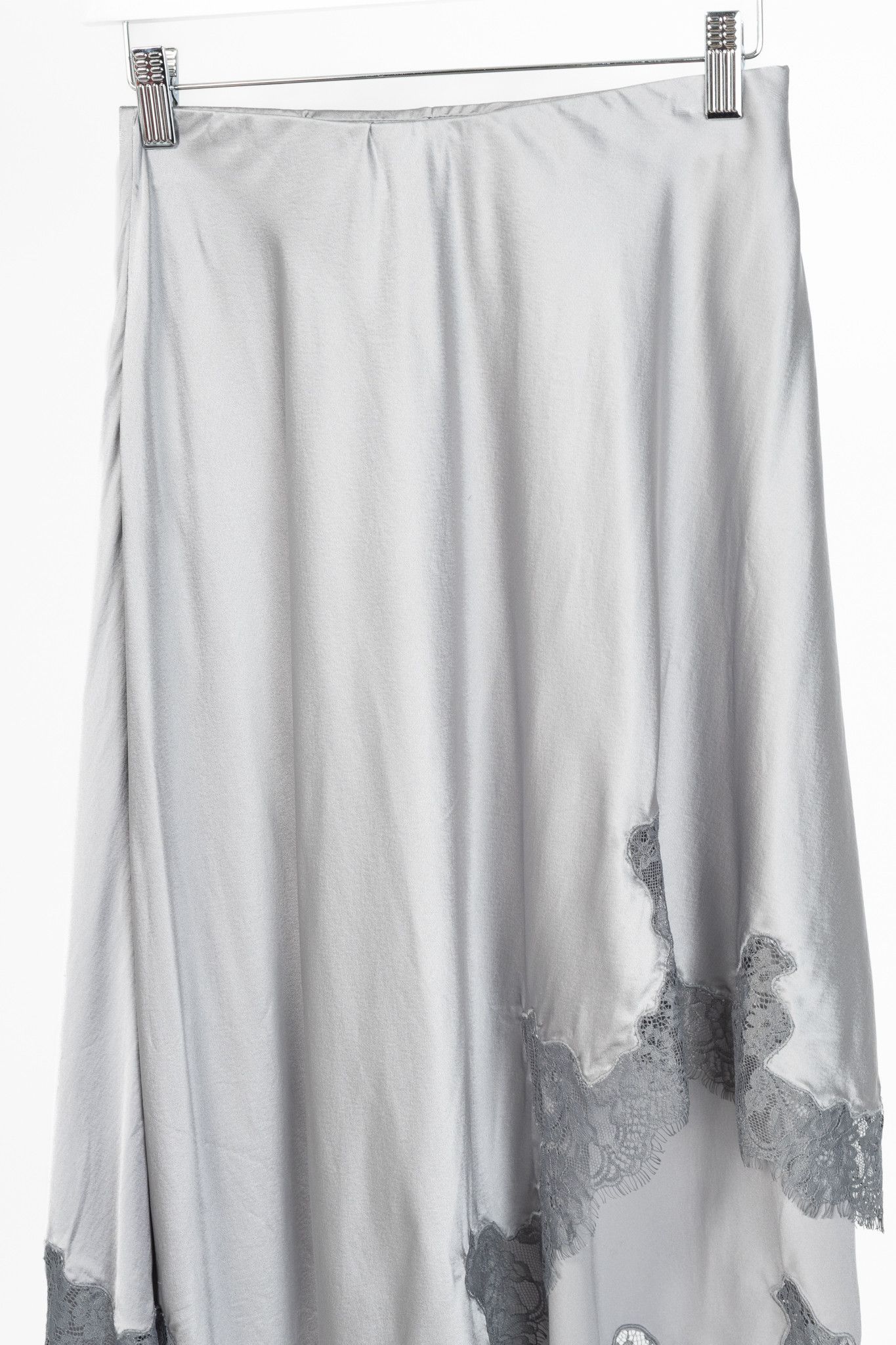 CAMI NYC CAMI NYC Analu Silk Satin Asymmetrical Lace-Hem Midi Skirt Size 25" / US 0 / IT 36 - 3 Thumbnail