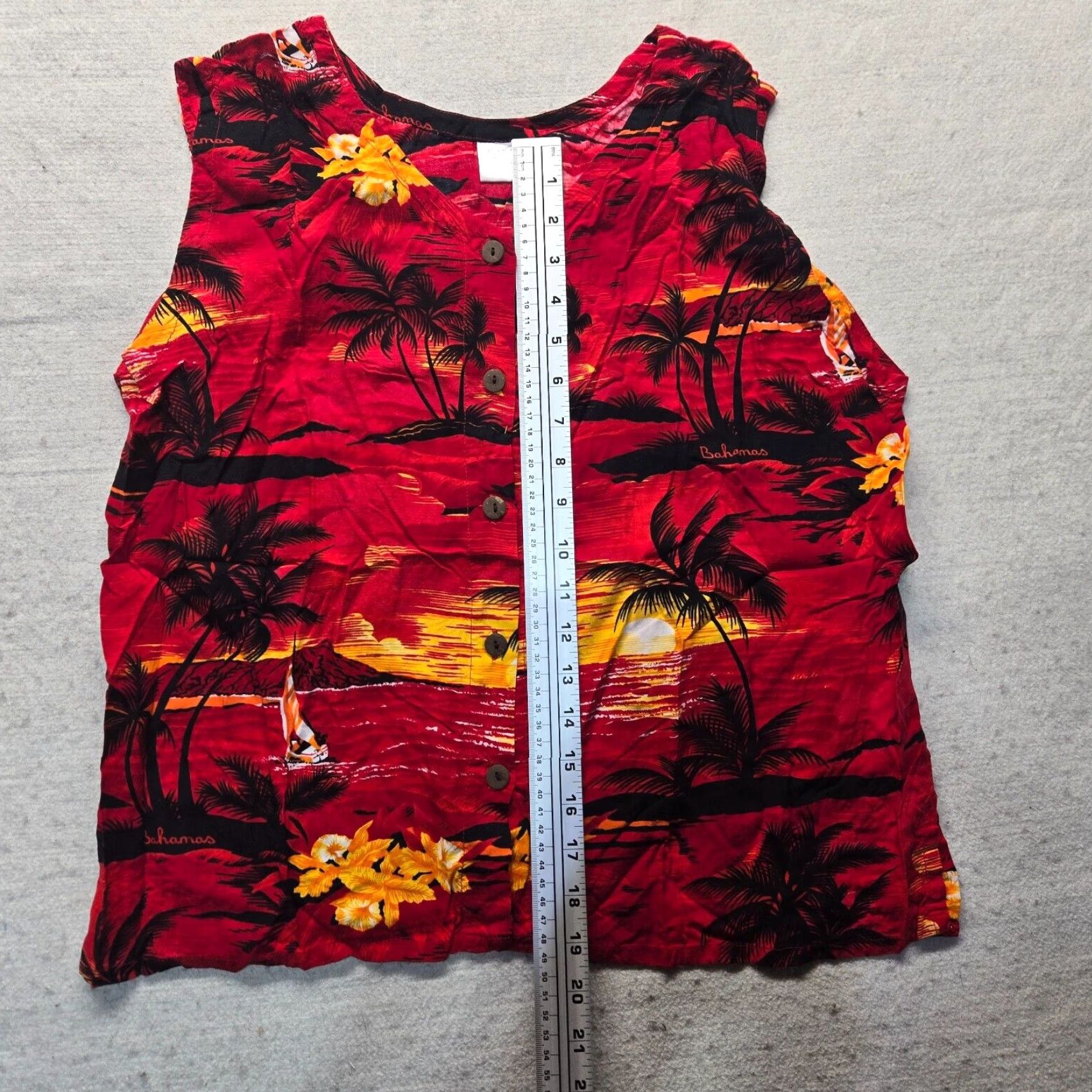 Vintage Santa Monica Shirt Red Floral Beach Button Up Tank Top Adult Women's L Large Size L / US 10 / IT 46 - 6 Thumbnail