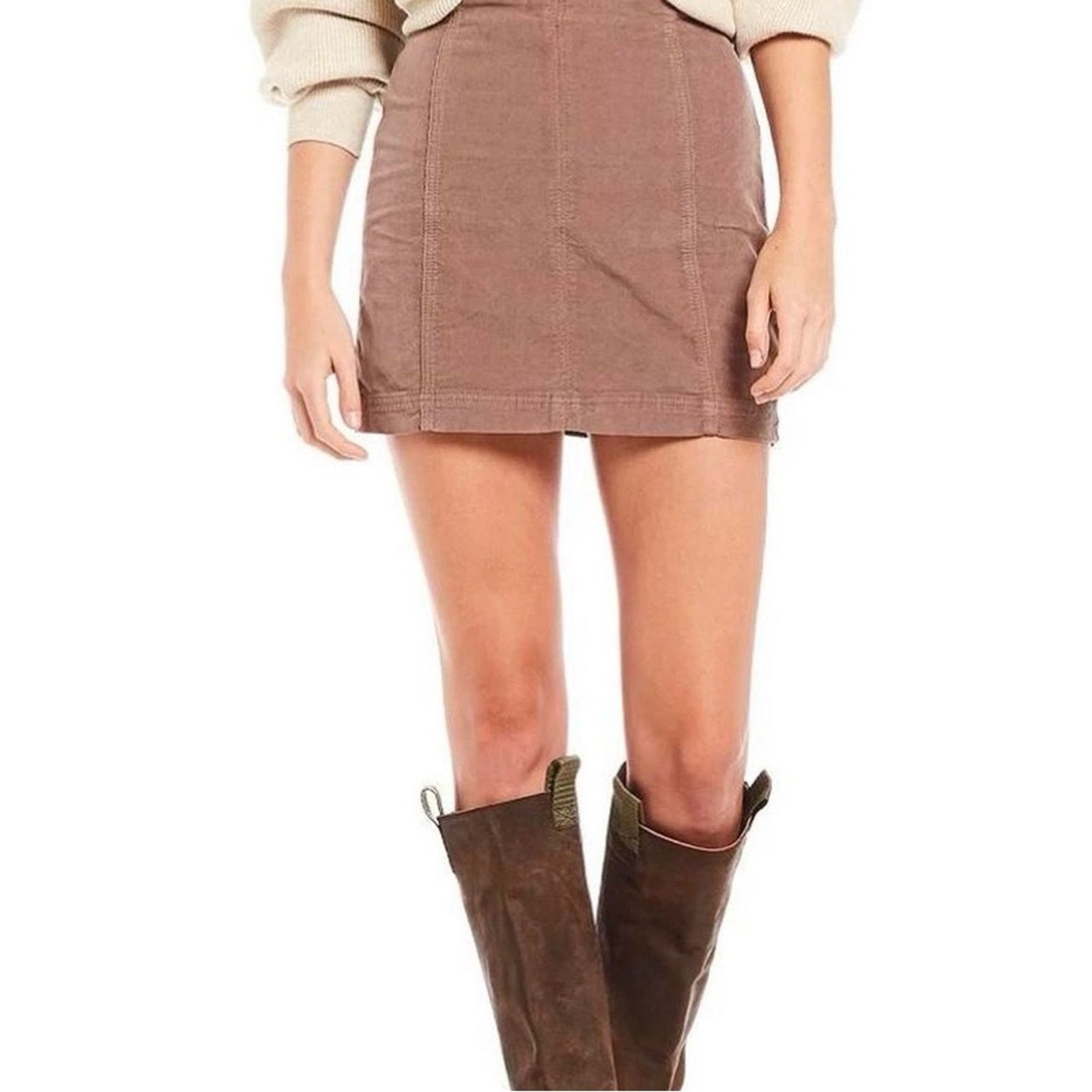 Free People Free People Modern Femme Corduroy Mini Skirt Womens 2 Taupe Size 26" / US 2 / IT 38 - 1 Thumbnail