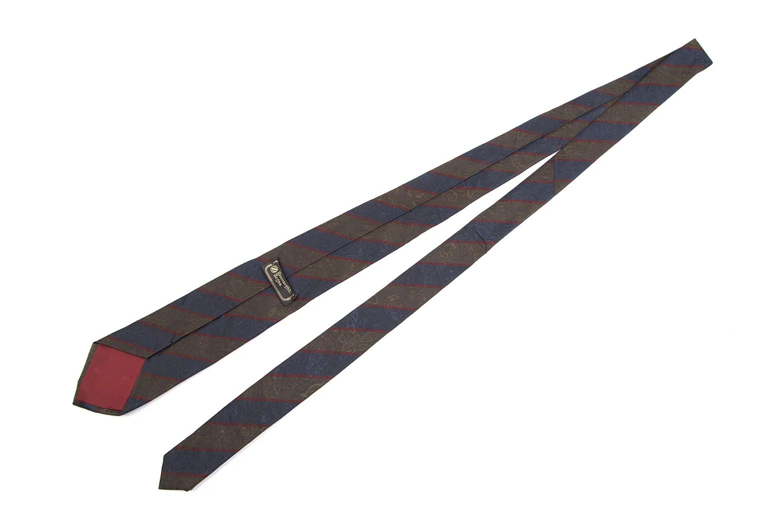 Dries Van Noten Paisley Jacquard Regimental Tie in Khaki and Navy Size ONE SIZE - 4 Thumbnail