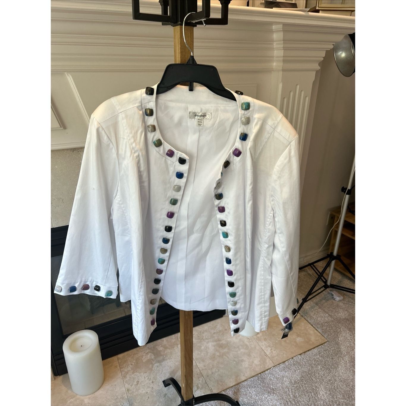 Other DRESSBARN Women’s PLUS SIZE Open Front 22/24 Beaded White Bl Size 3XL / US 20-22 - 1 Thumbnail