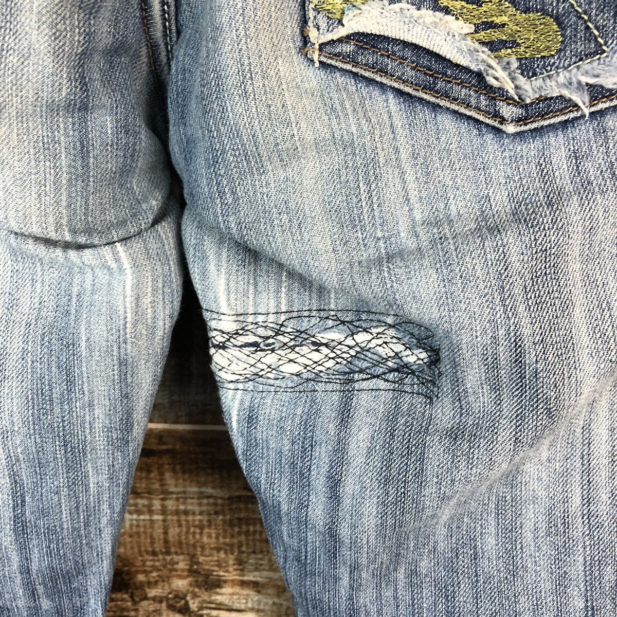 Japanese Brand Lady Blue Jeans blue Distressed Denim Pants #A2442 Size 29" - 19 Thumbnail